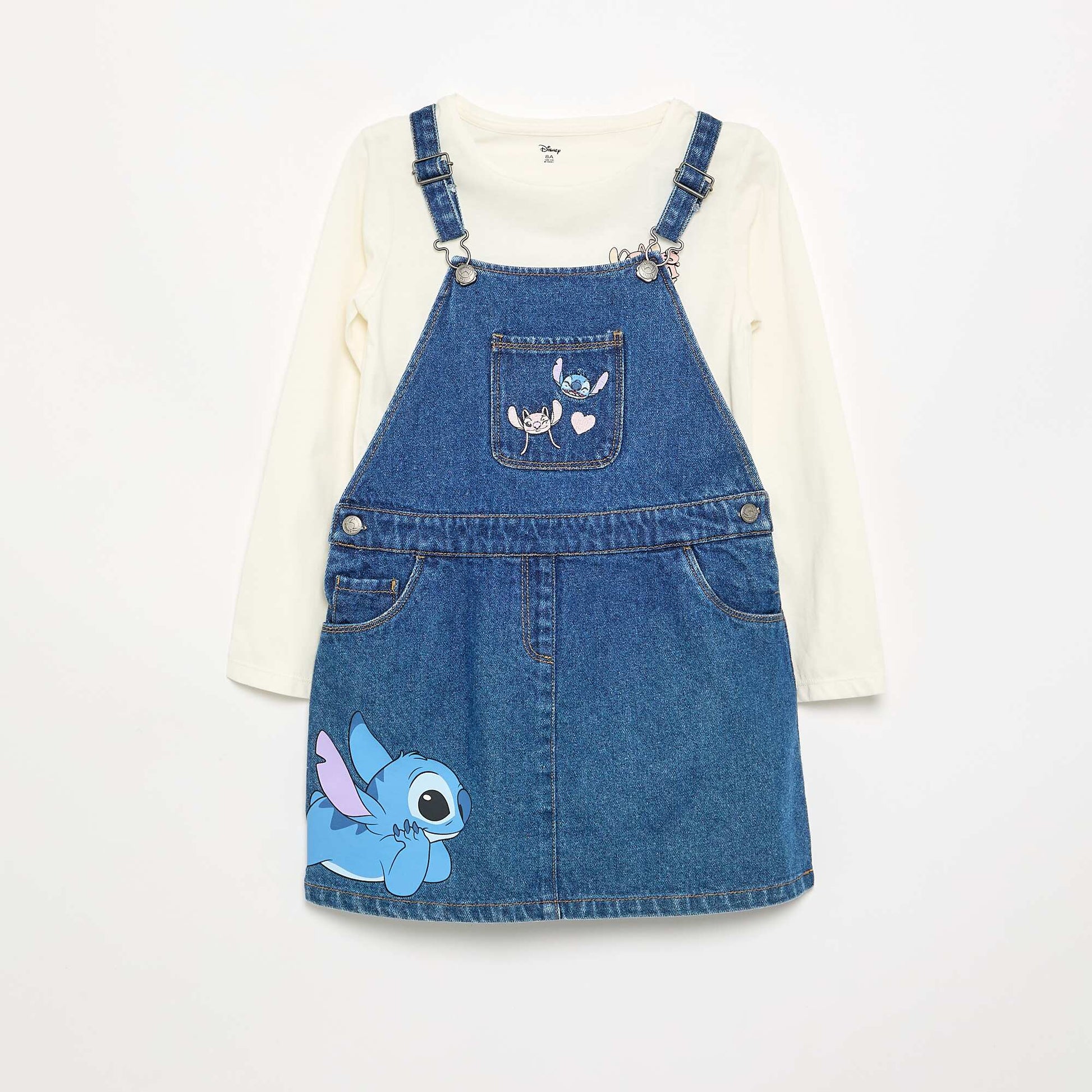 Disney 'Stitch' 2-piece set - dungaree dress + long-sleeved T-shirt BLUE