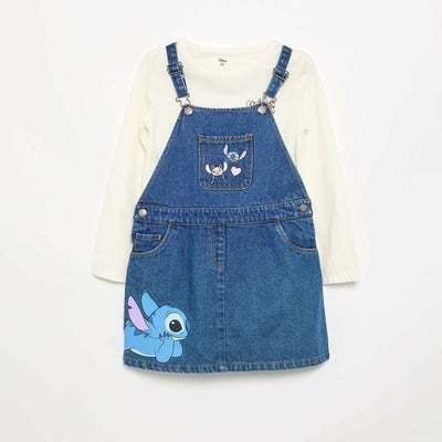 Disney 'Stitch' 2-piece set - dungaree dress + long-sleeved T-shirt BLUE