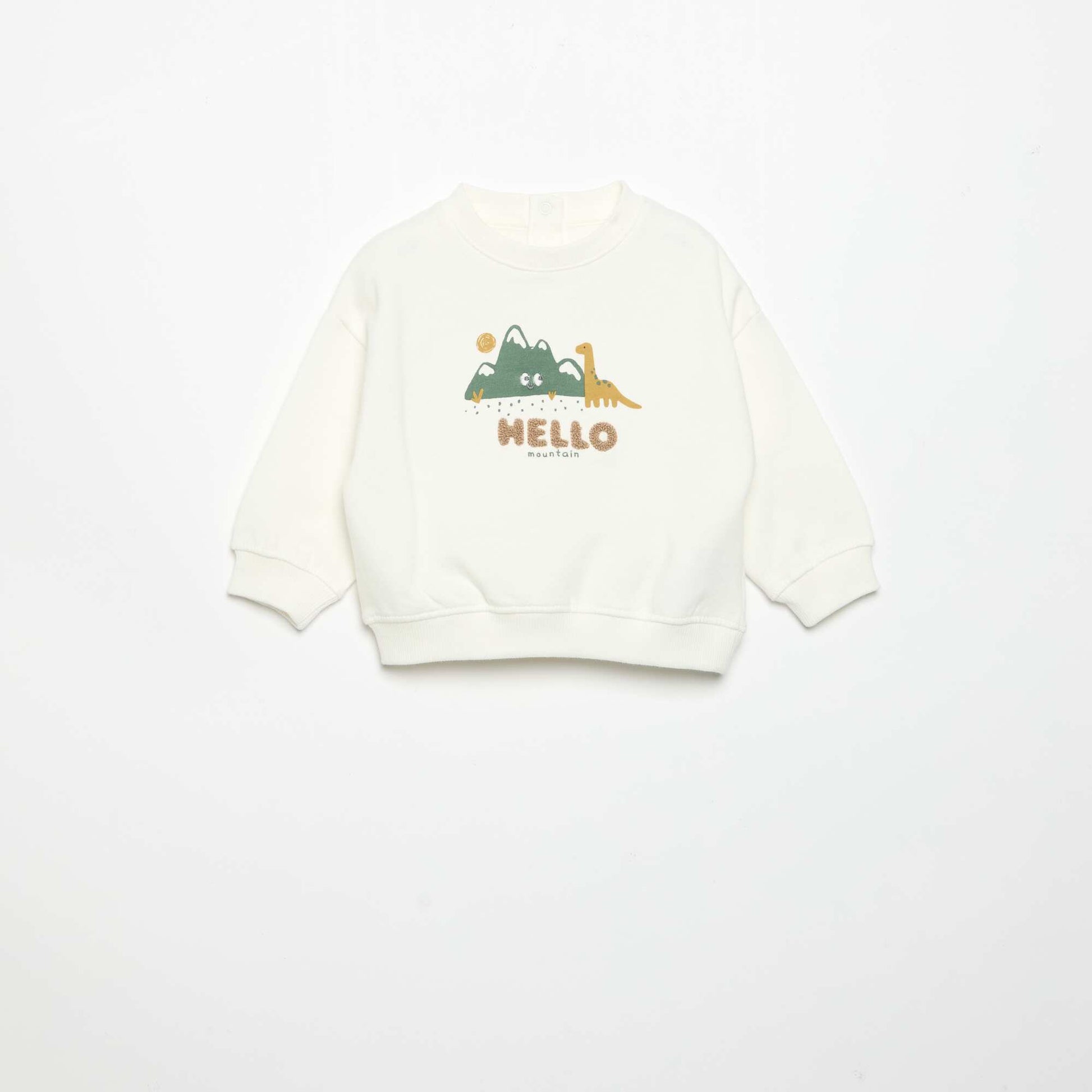 Long-sleeved fleece sweatshirt with playful design WHITE