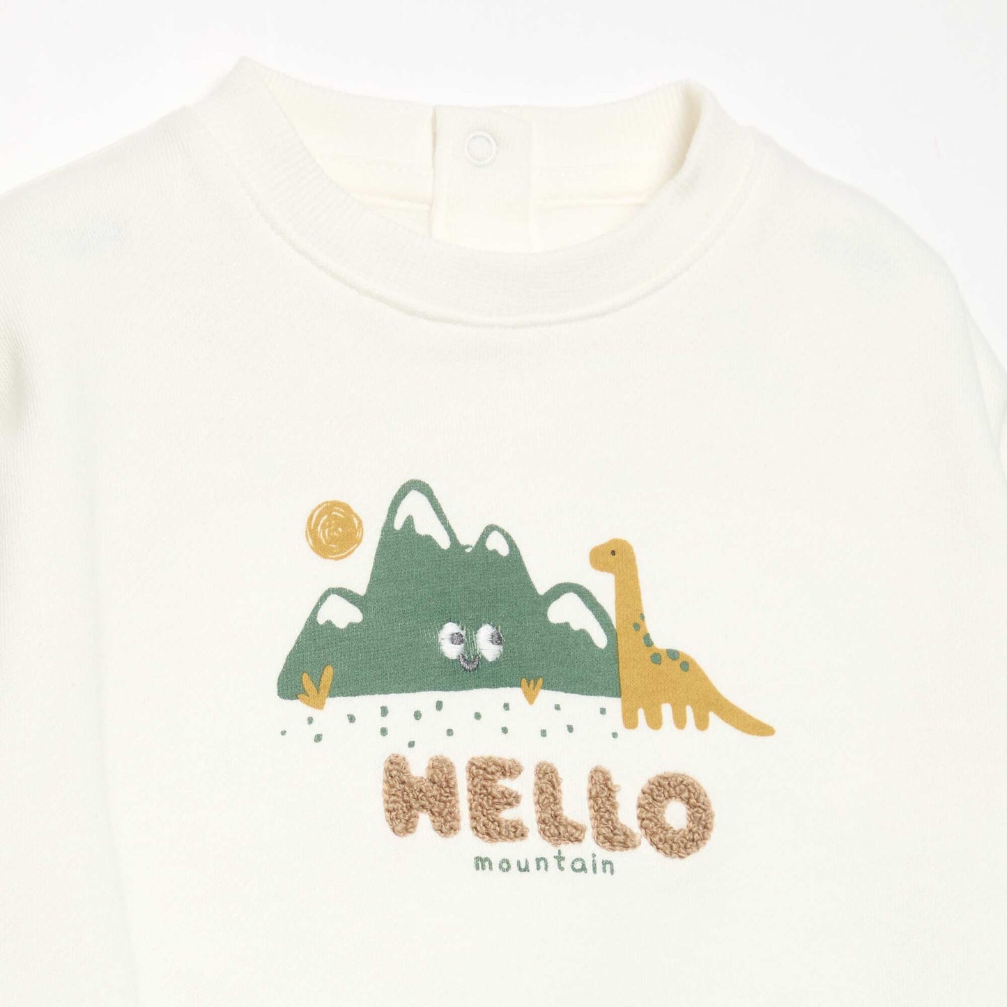 Long-sleeved fleece sweatshirt with playful design WHITE
