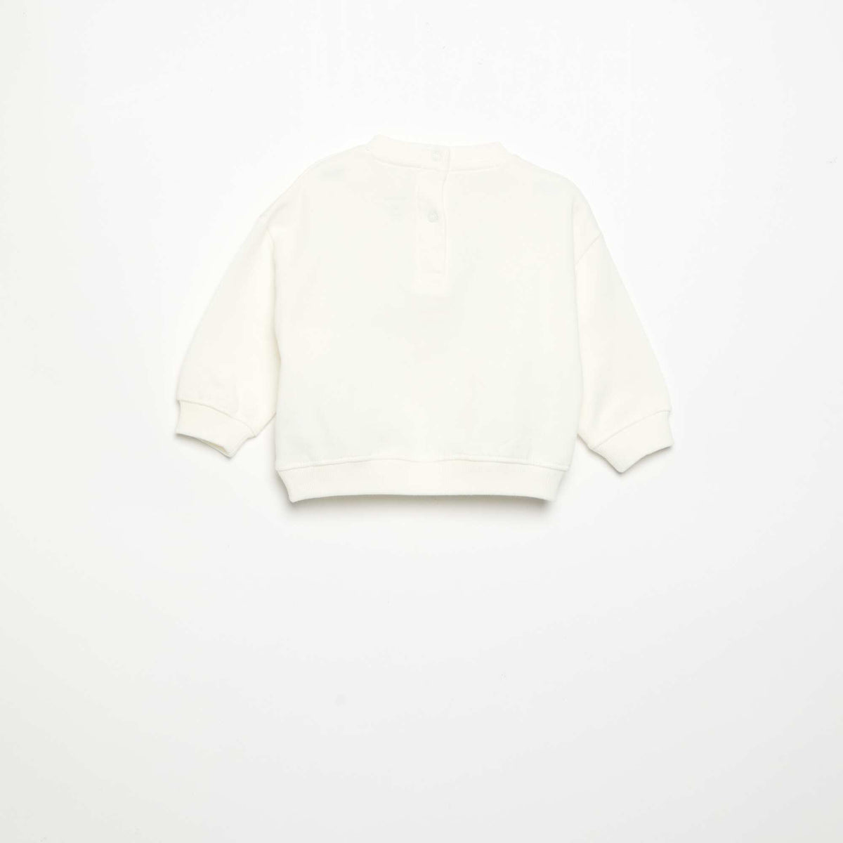 Long-sleeved fleece sweatshirt with playful design WHITE