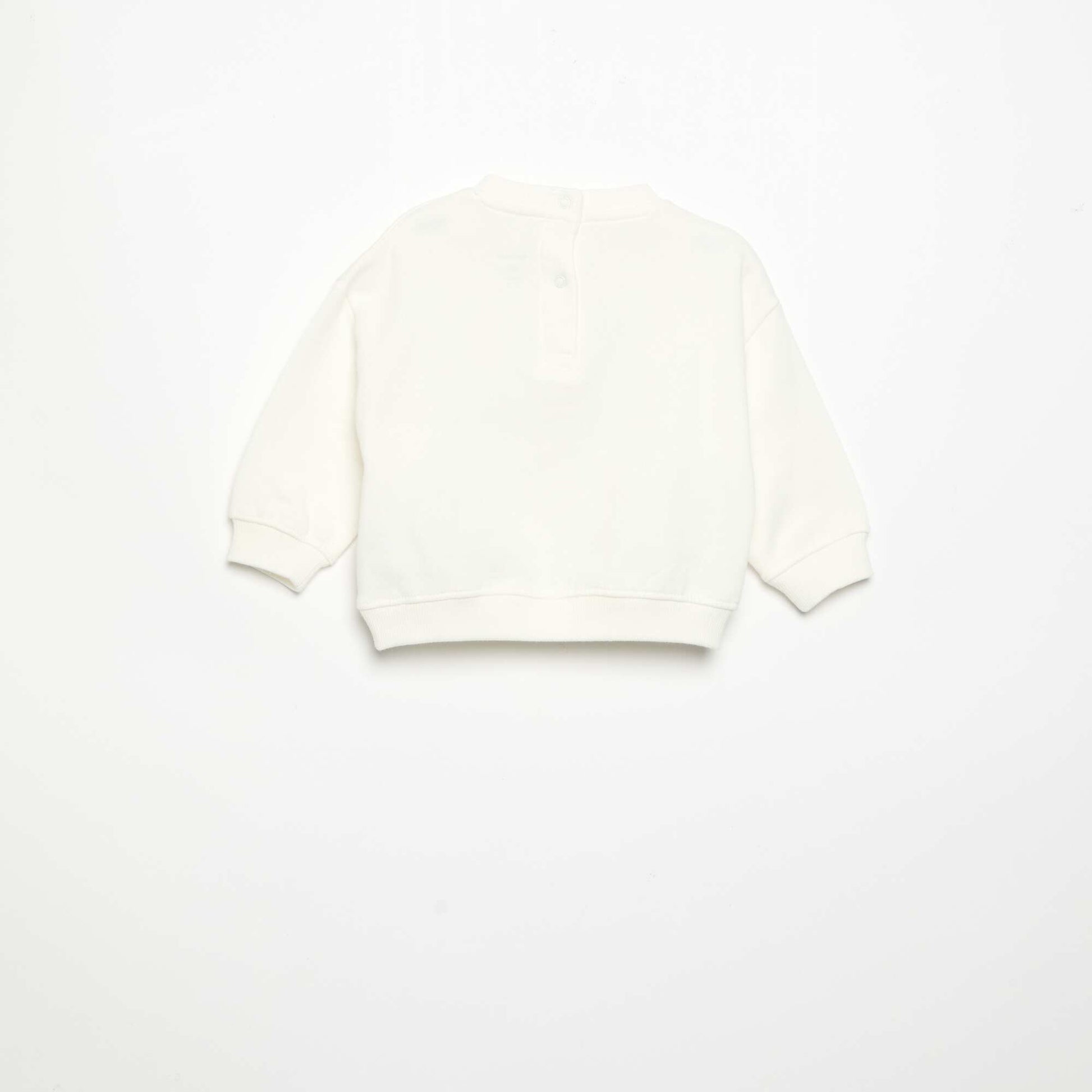 Long-sleeved fleece sweatshirt with playful design WHITE