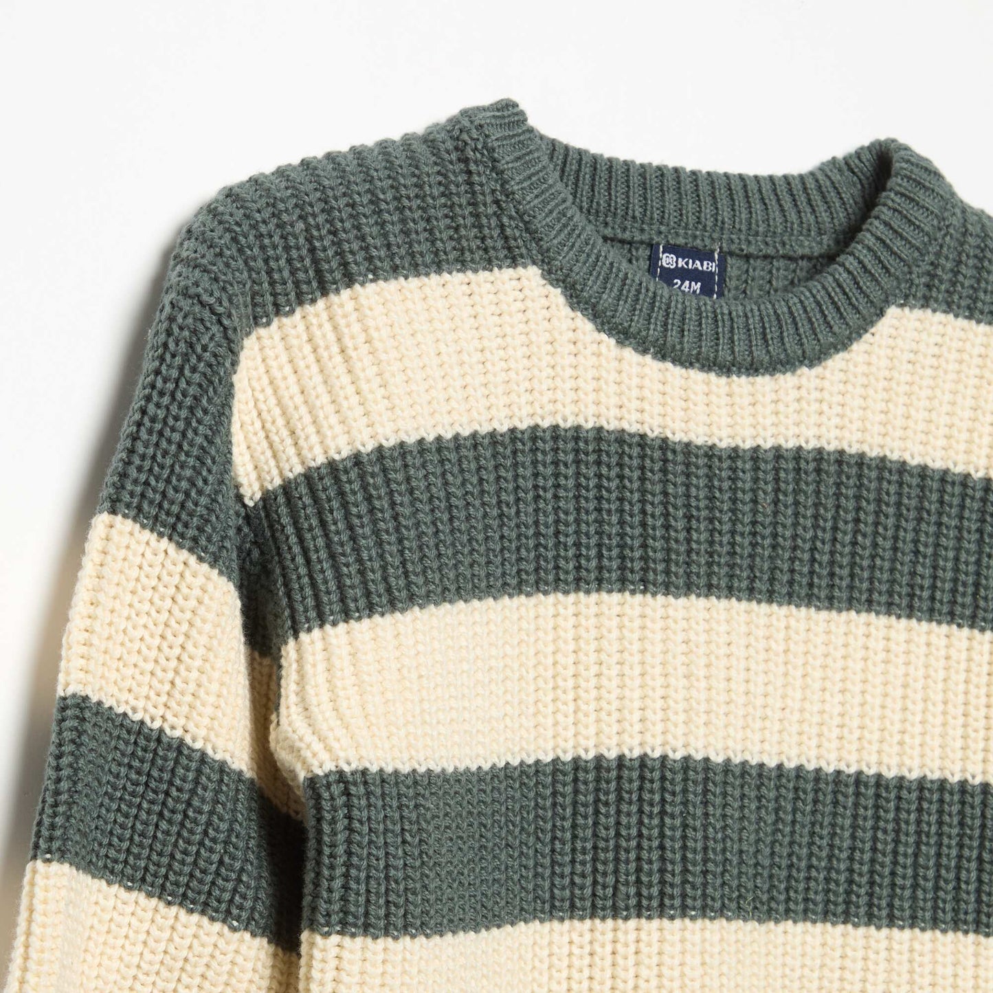 Striped sweater with shoulder buttons GREEN