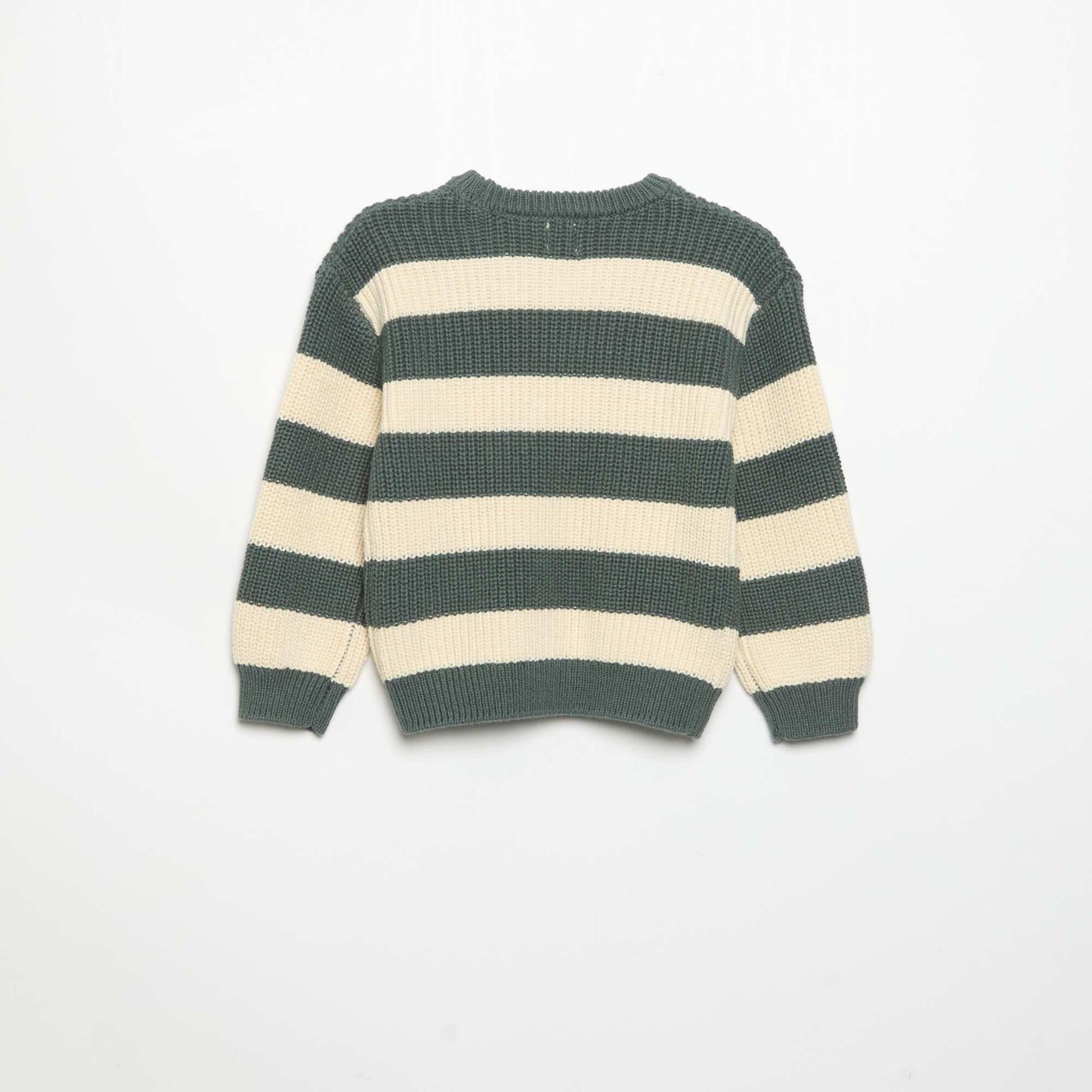 Striped sweater with shoulder buttons GREEN