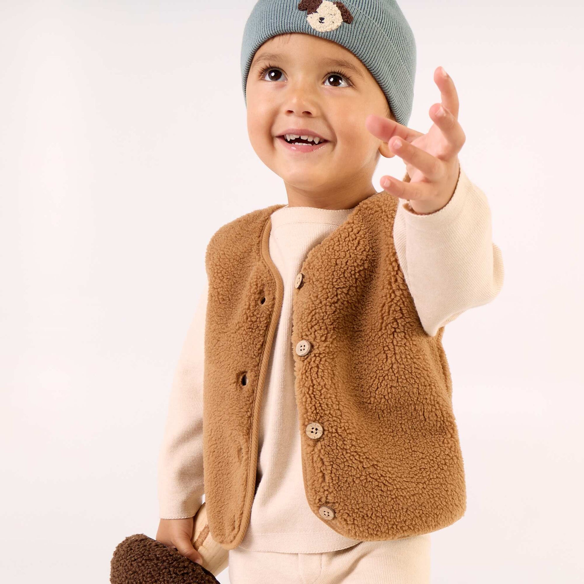 Faux Sheepskin Vest BEIGE
