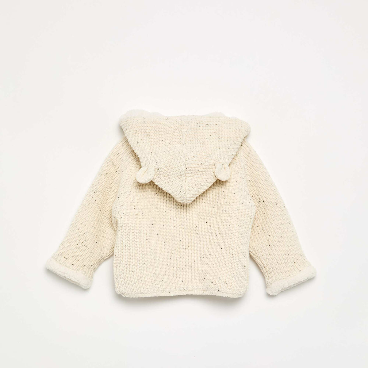 Hooded cardigan with fleecy lining WHITE