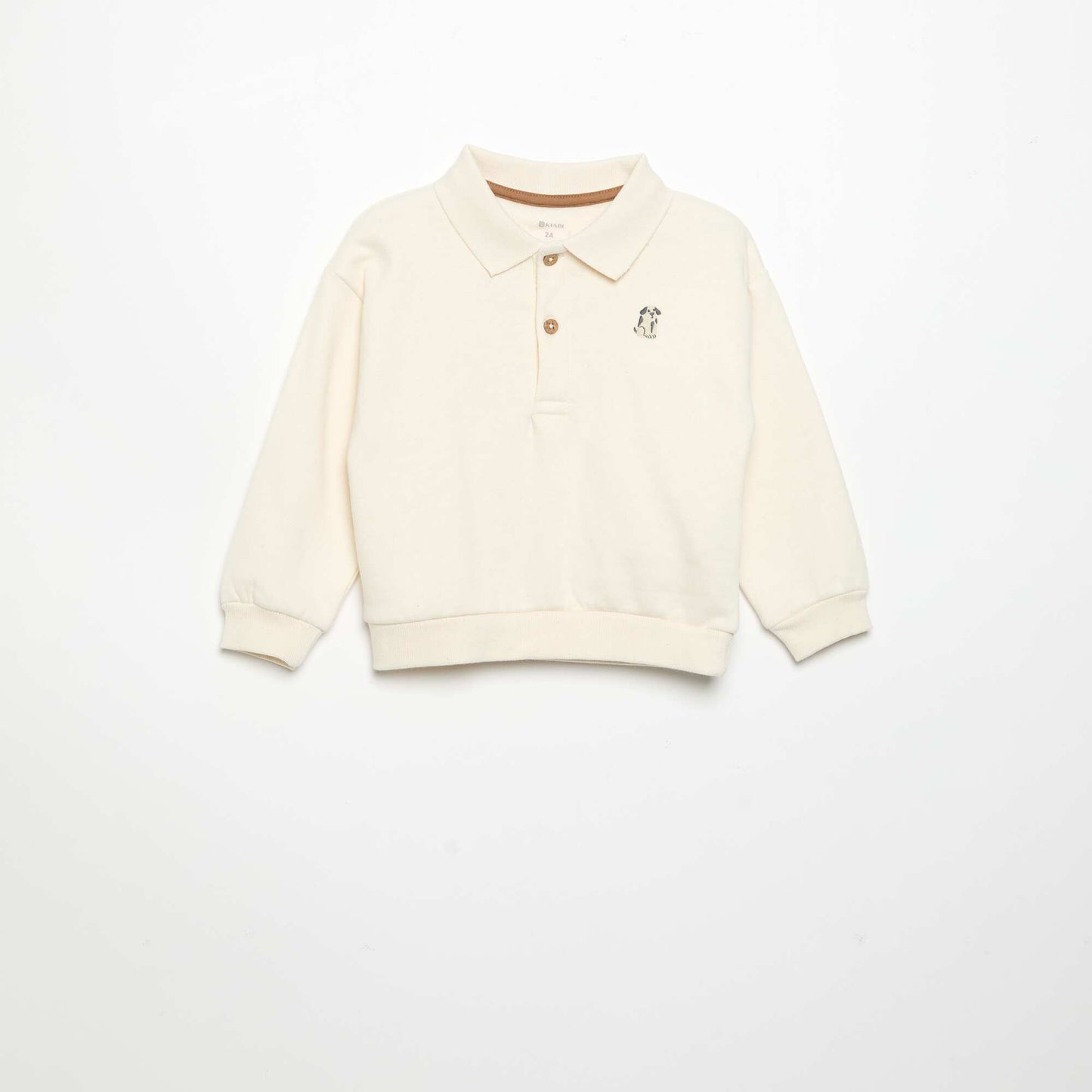Long-sleeved sweatshirt with polo collar WHITE