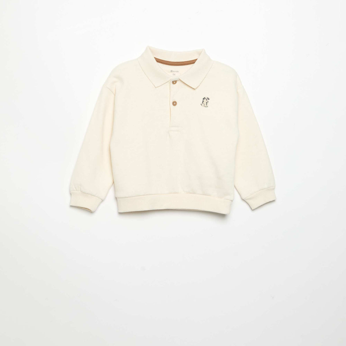 Long-sleeved sweatshirt with polo collar WHITE