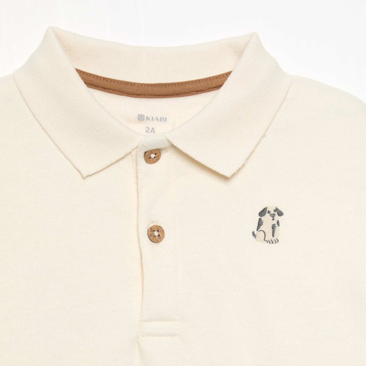 Long-sleeved sweatshirt with polo collar WHITE