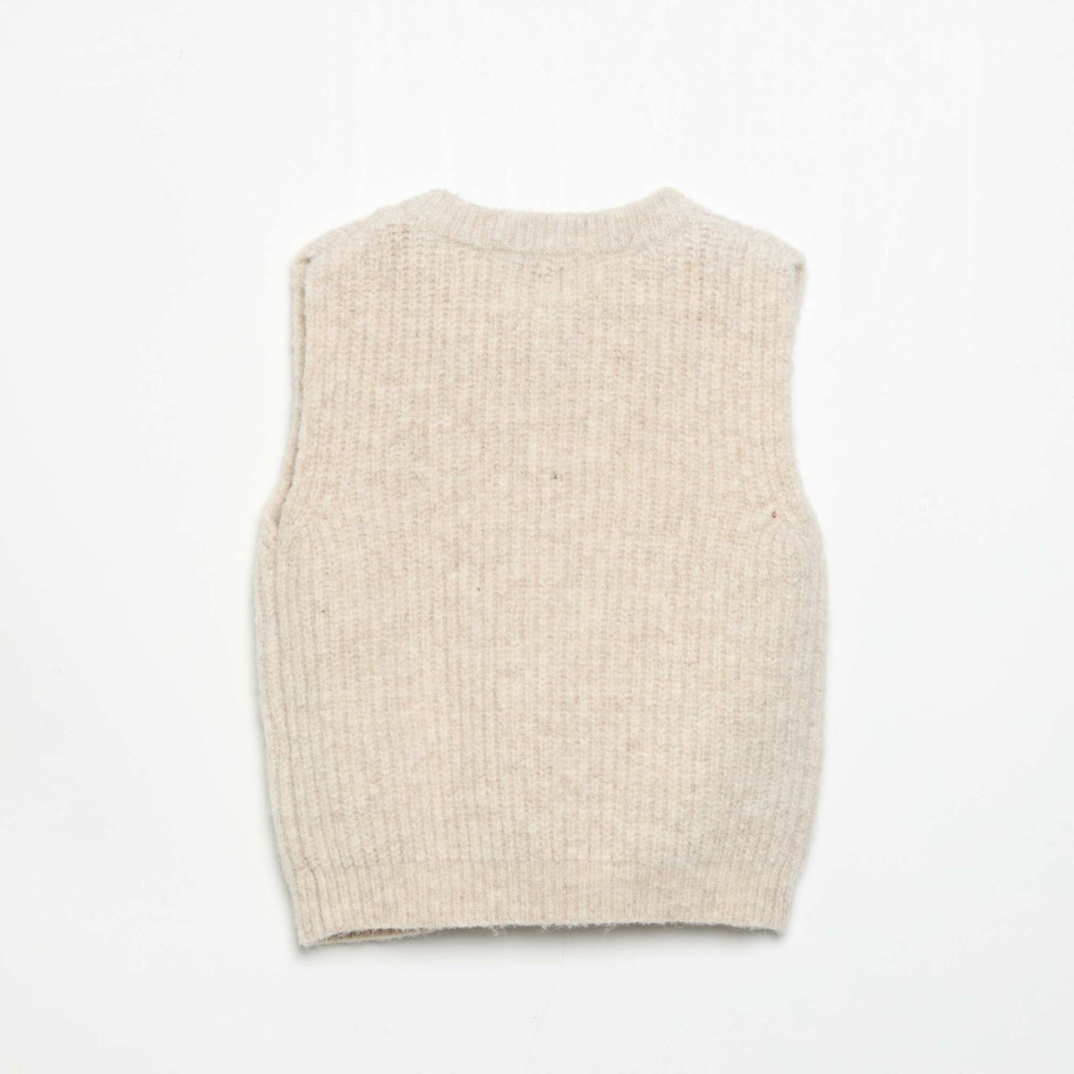 Sleeveless cardigan with pockets BEIGE