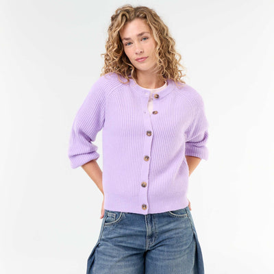 Chunky Knit Cardigan PURPLE