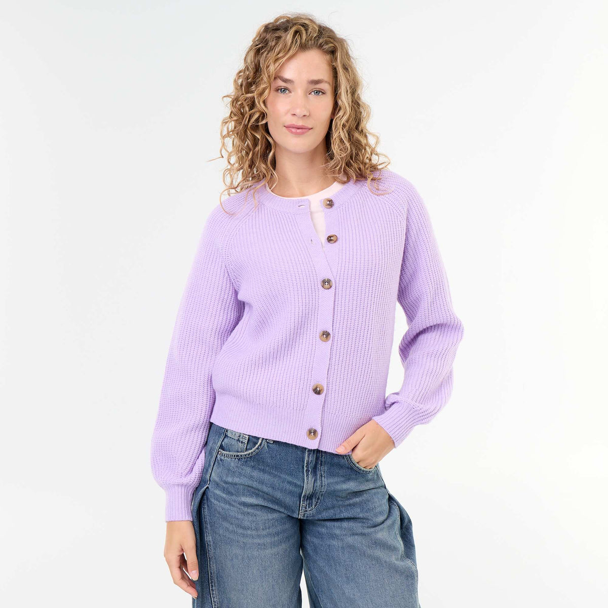 Chunky Knit Cardigan PURPLE