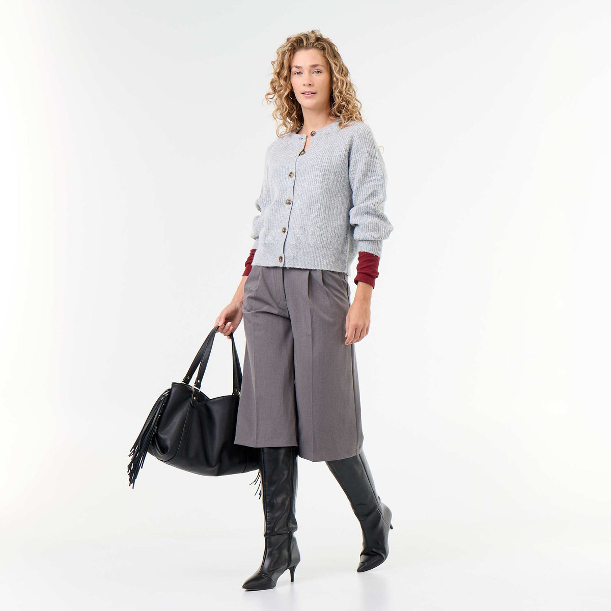 Chunky Knit Cardigan GREY