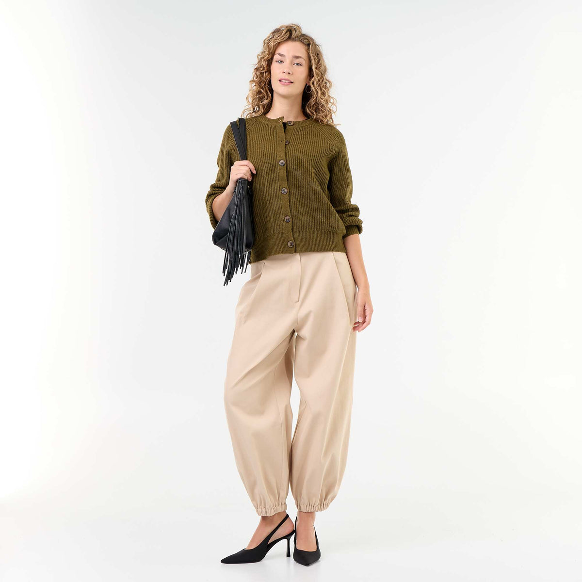 Chunky Knit Cardigan KHAKI