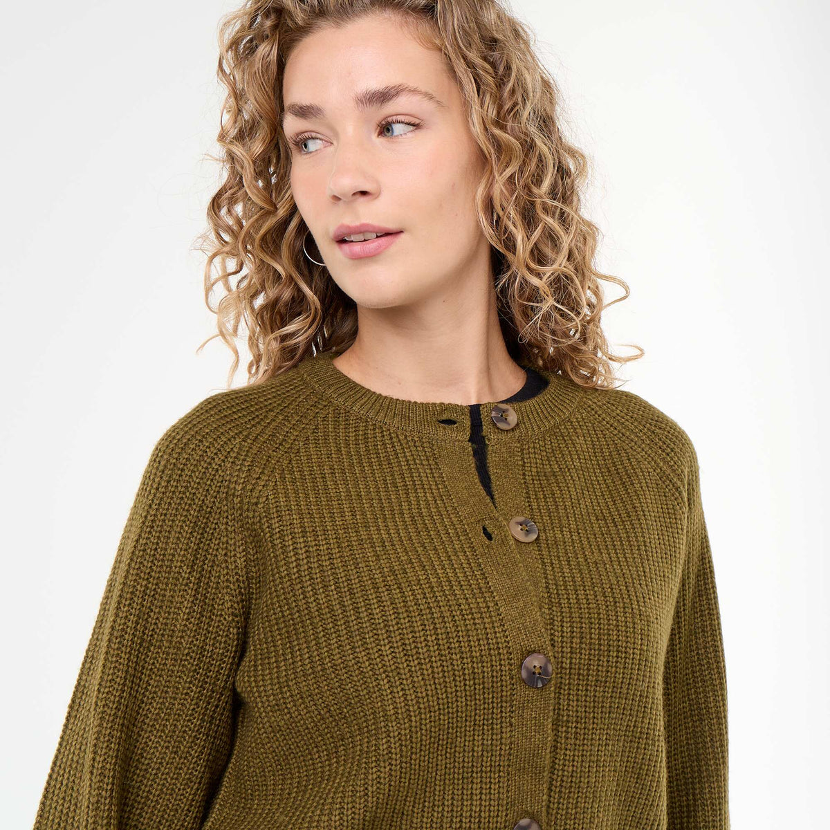Chunky Knit Cardigan KHAKI