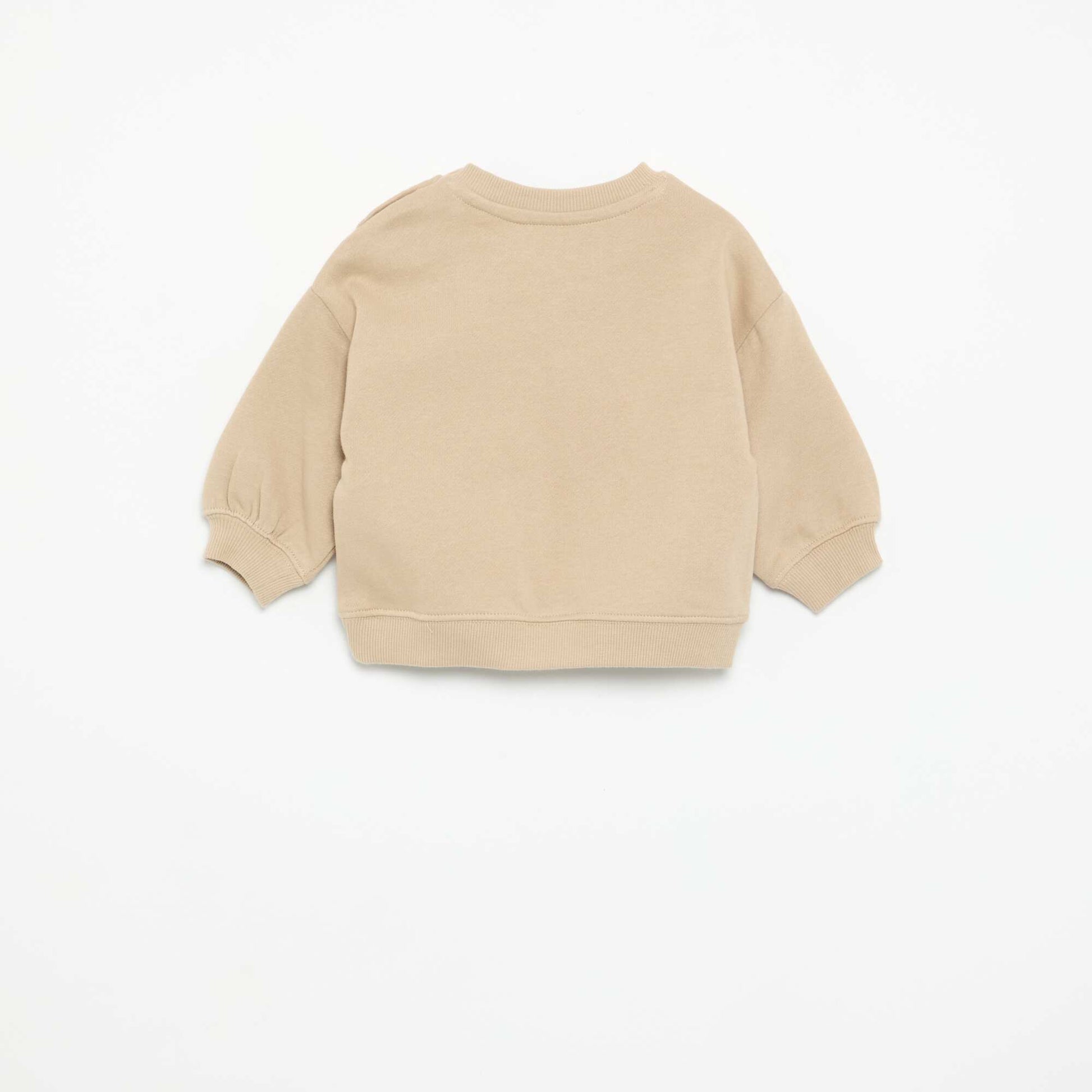Plain sweatshirt with chest print BEIGE