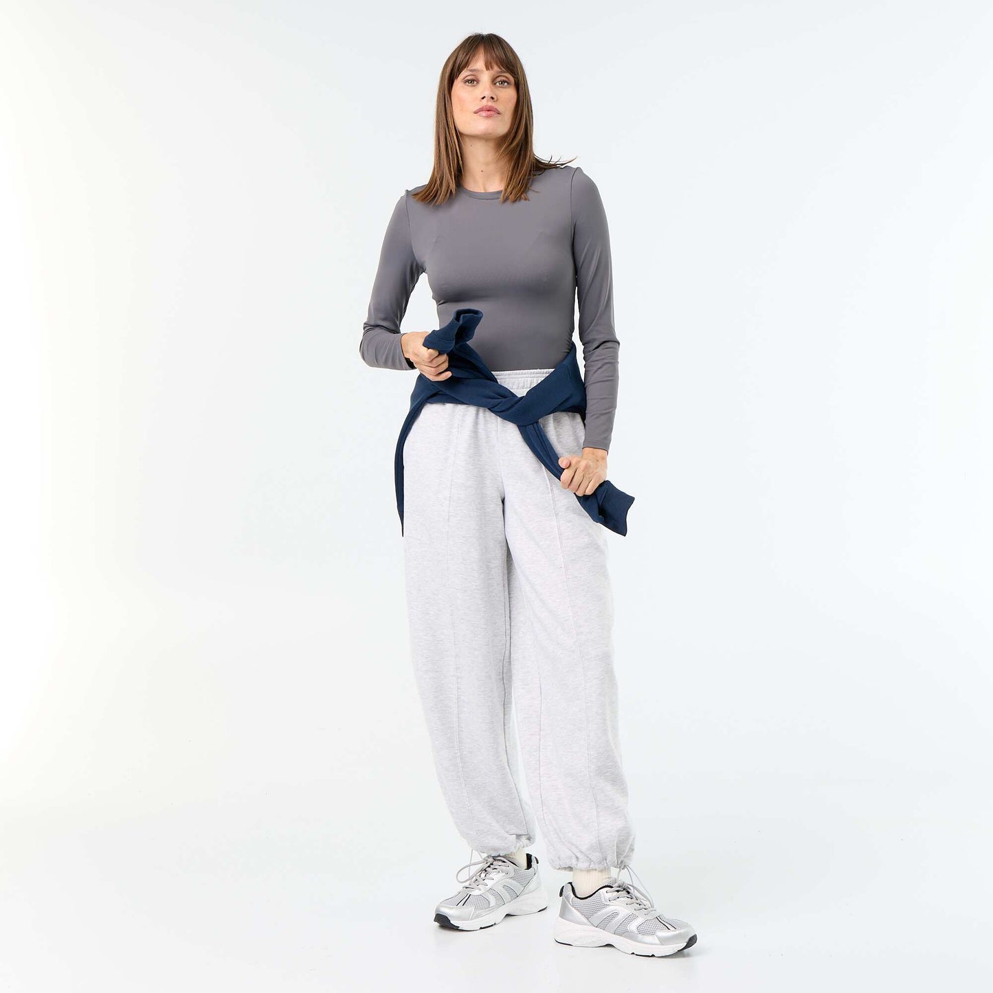 Fitted and pleated t-shirt GREY
