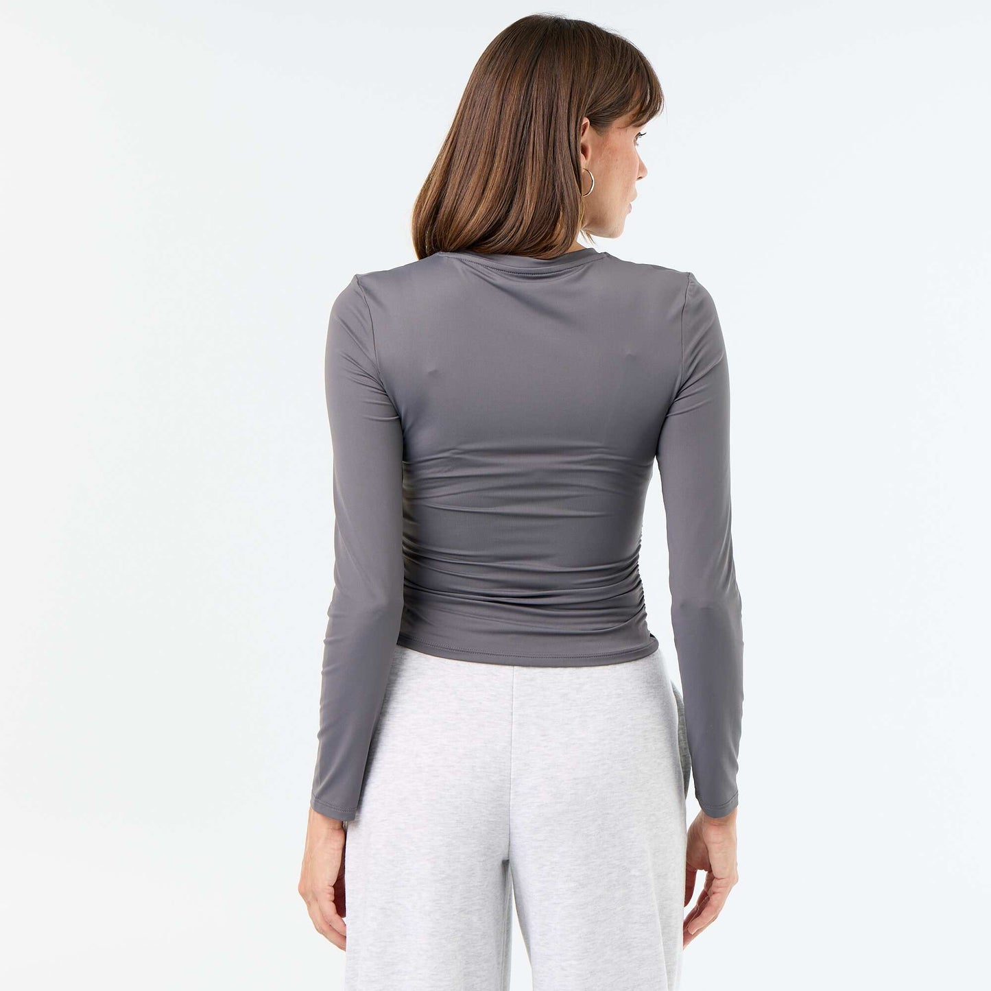Fitted and pleated t-shirt GREY