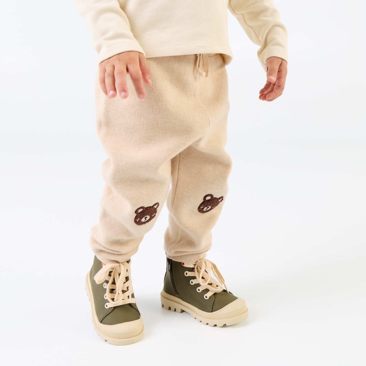 Plain knit trousers BEIGE