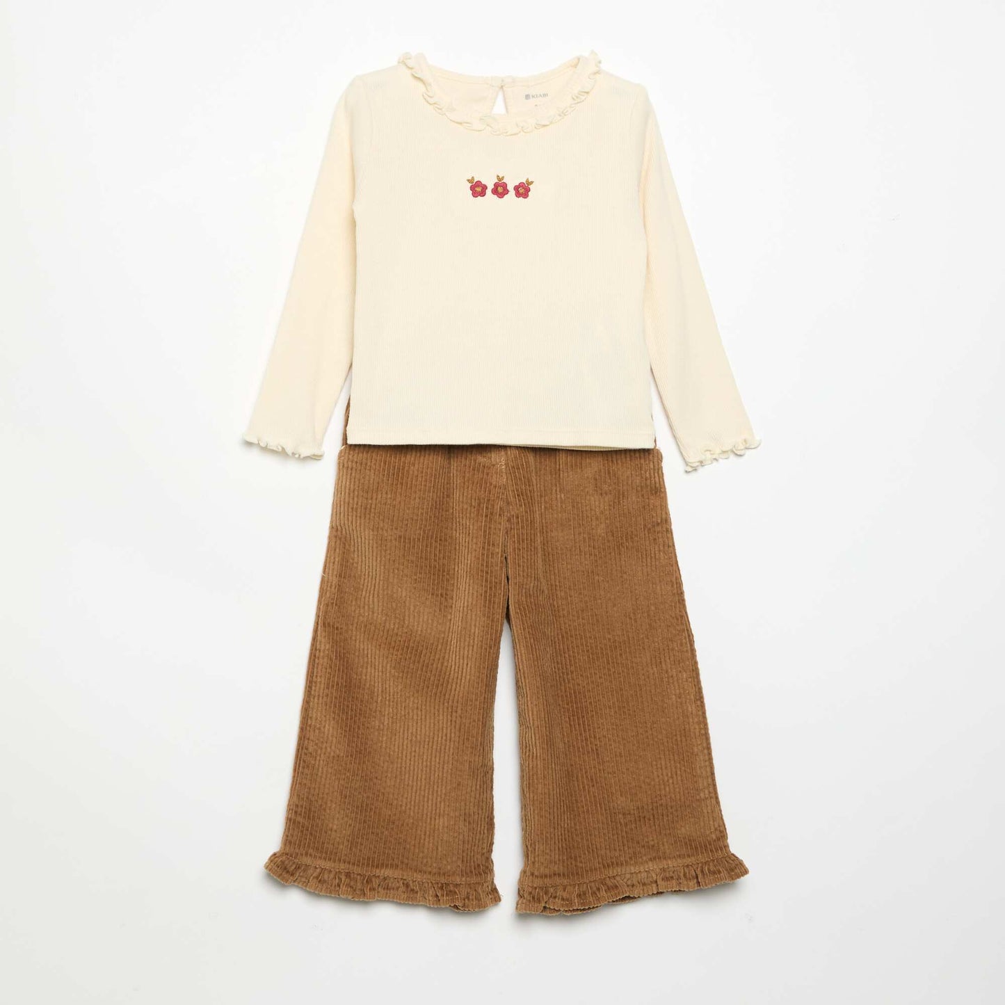 2-piece set - T-shirt + velvet trousers WHITE
