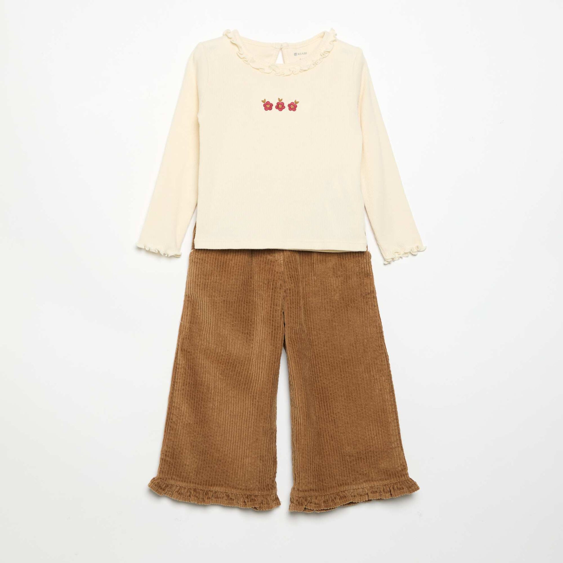 2-piece set - T-shirt + velvet trousers WHITE