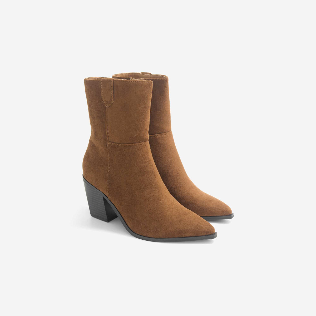 Western-style heeled boots BROWN