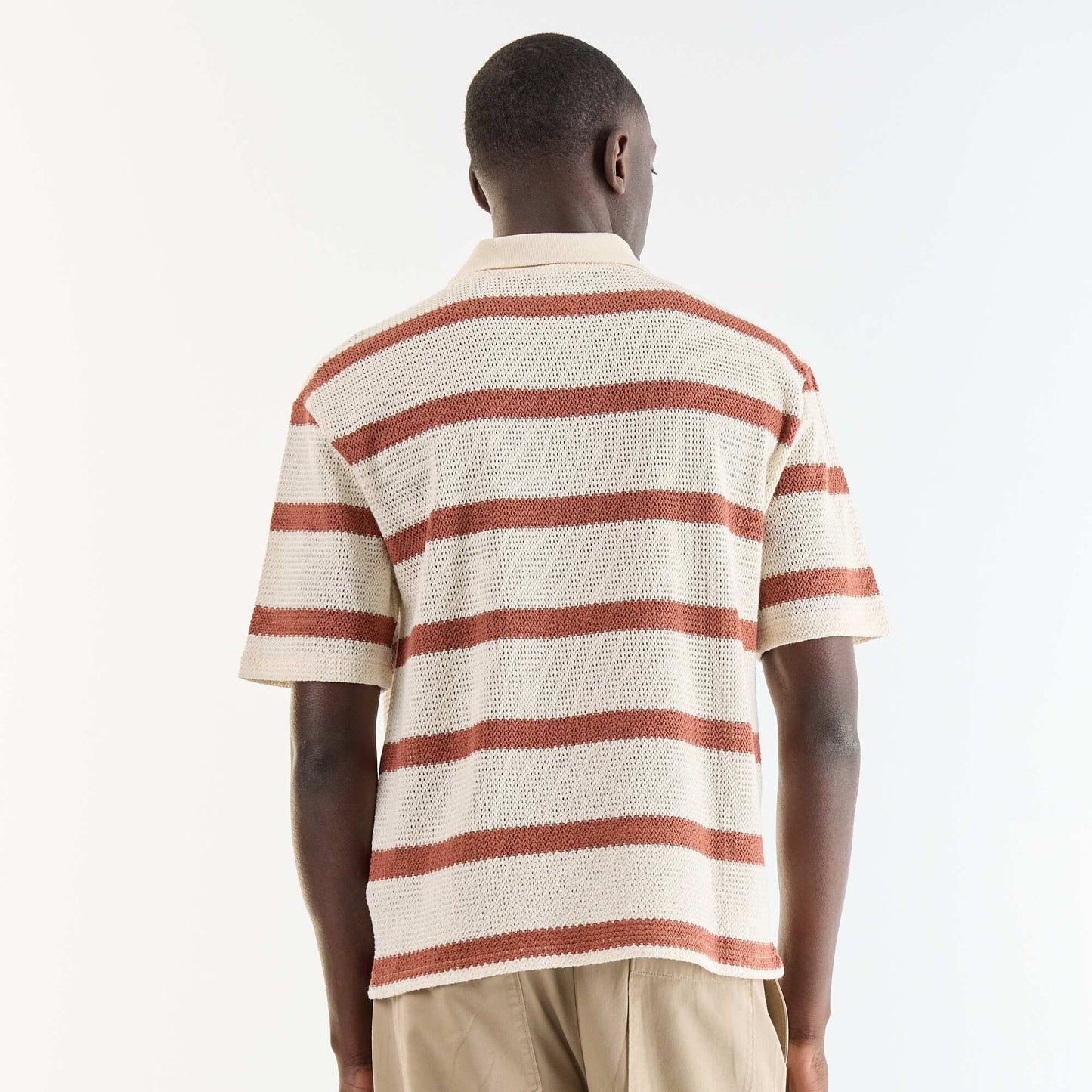Short-sleeved openwork fabric shirt BEIGE