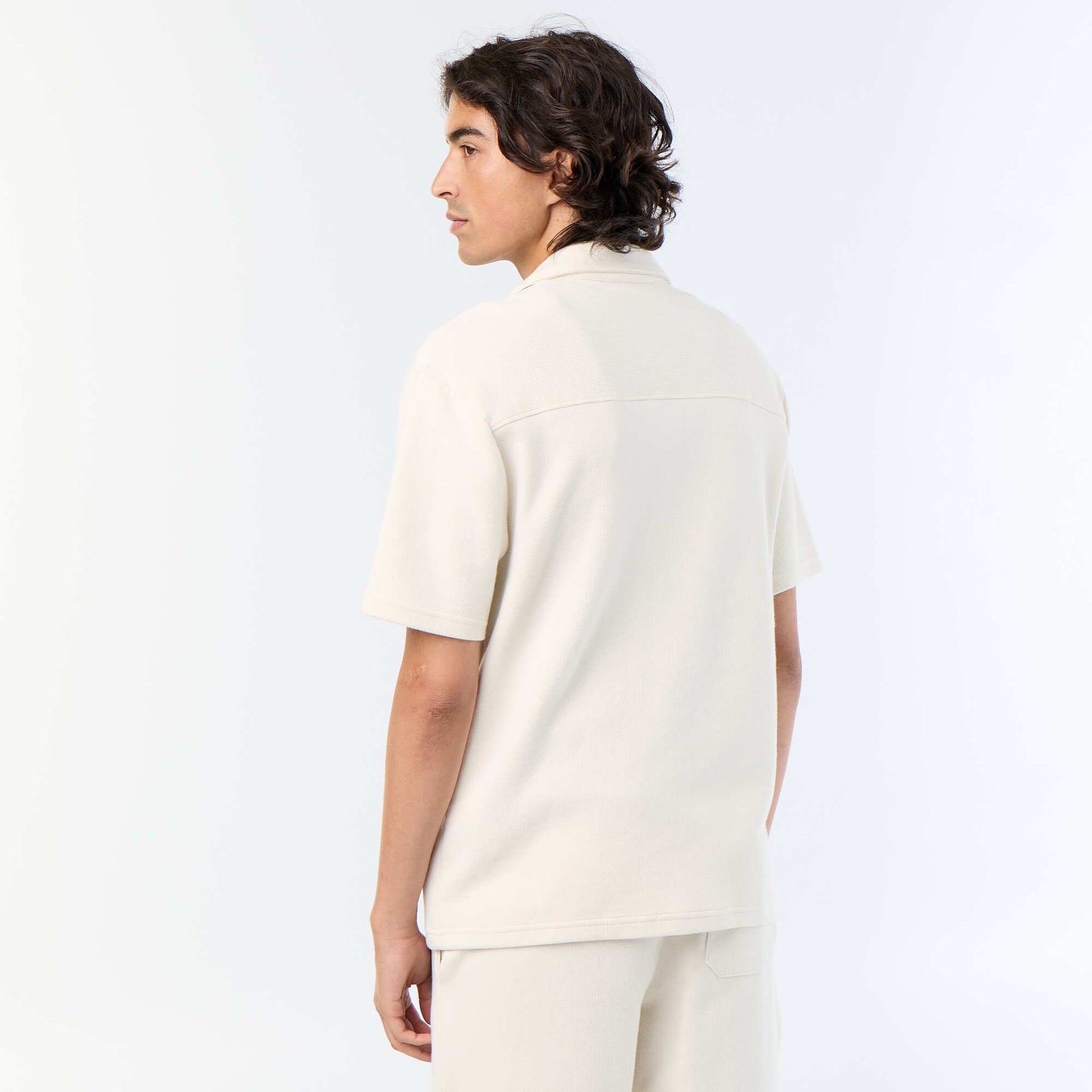 Heavy knit short-sleeved shirt WHITE