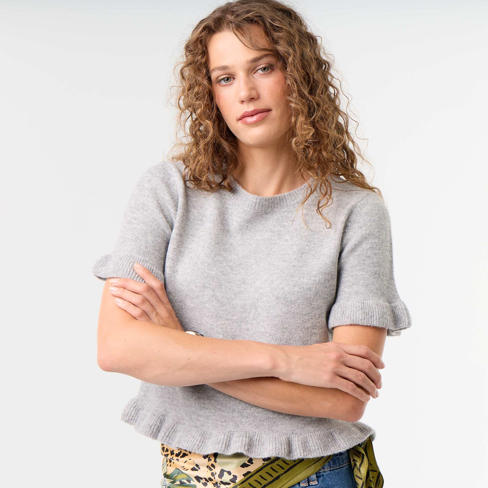 Short-Sleeve Knit Top GREY