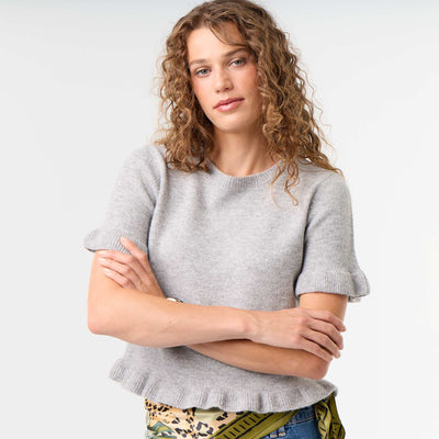 Short-Sleeve Knit Top GREY