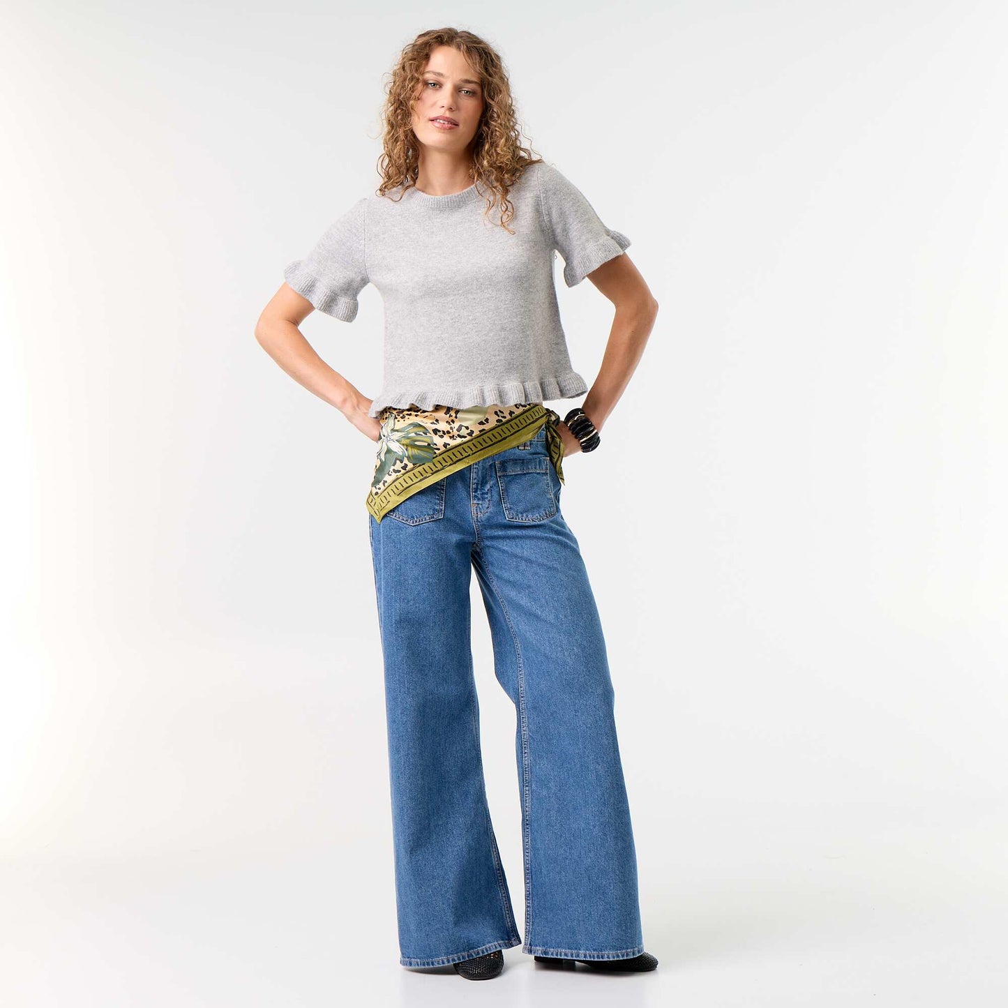 Short-Sleeve Knit Top GREY