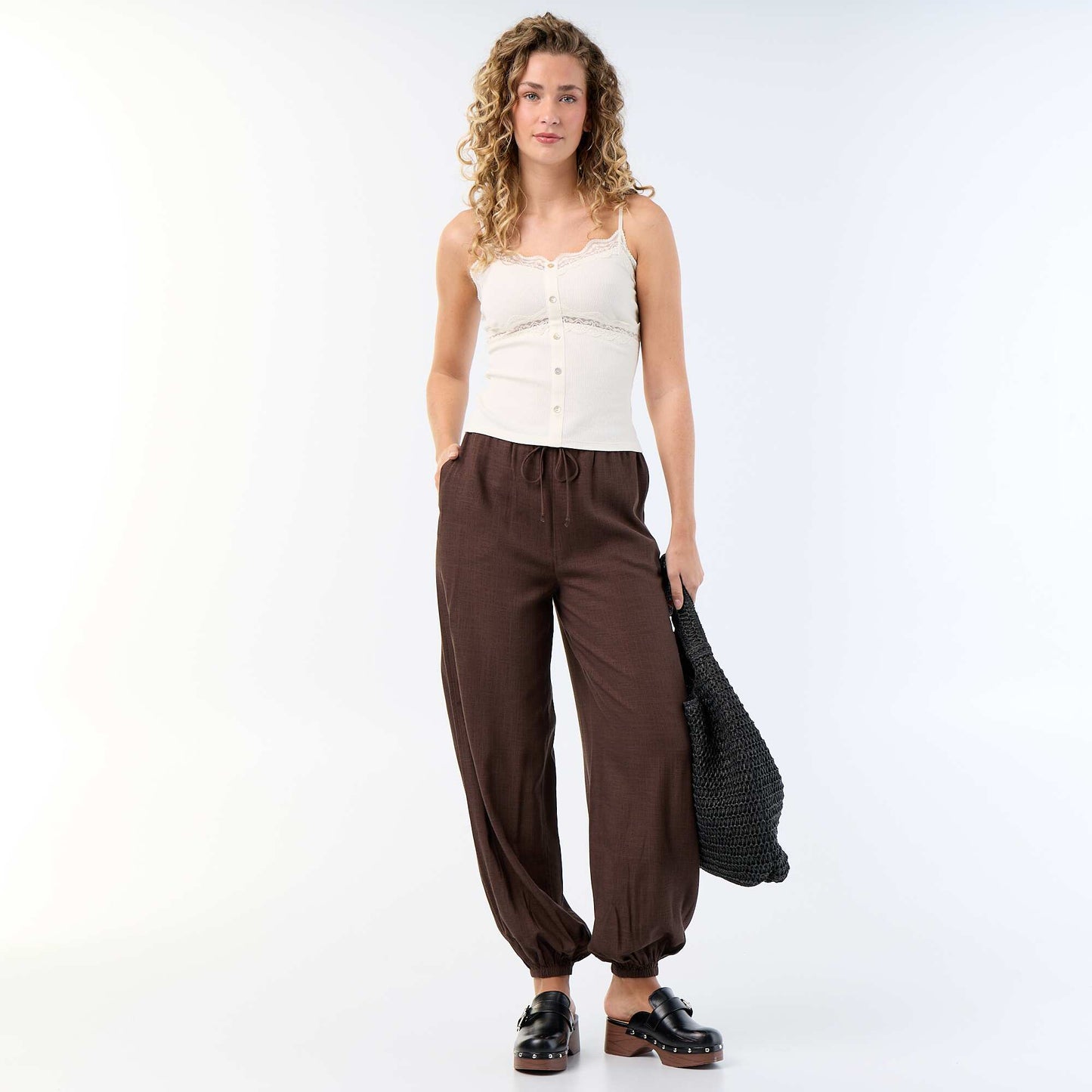 Ribbed Camisole with Straps WHITE