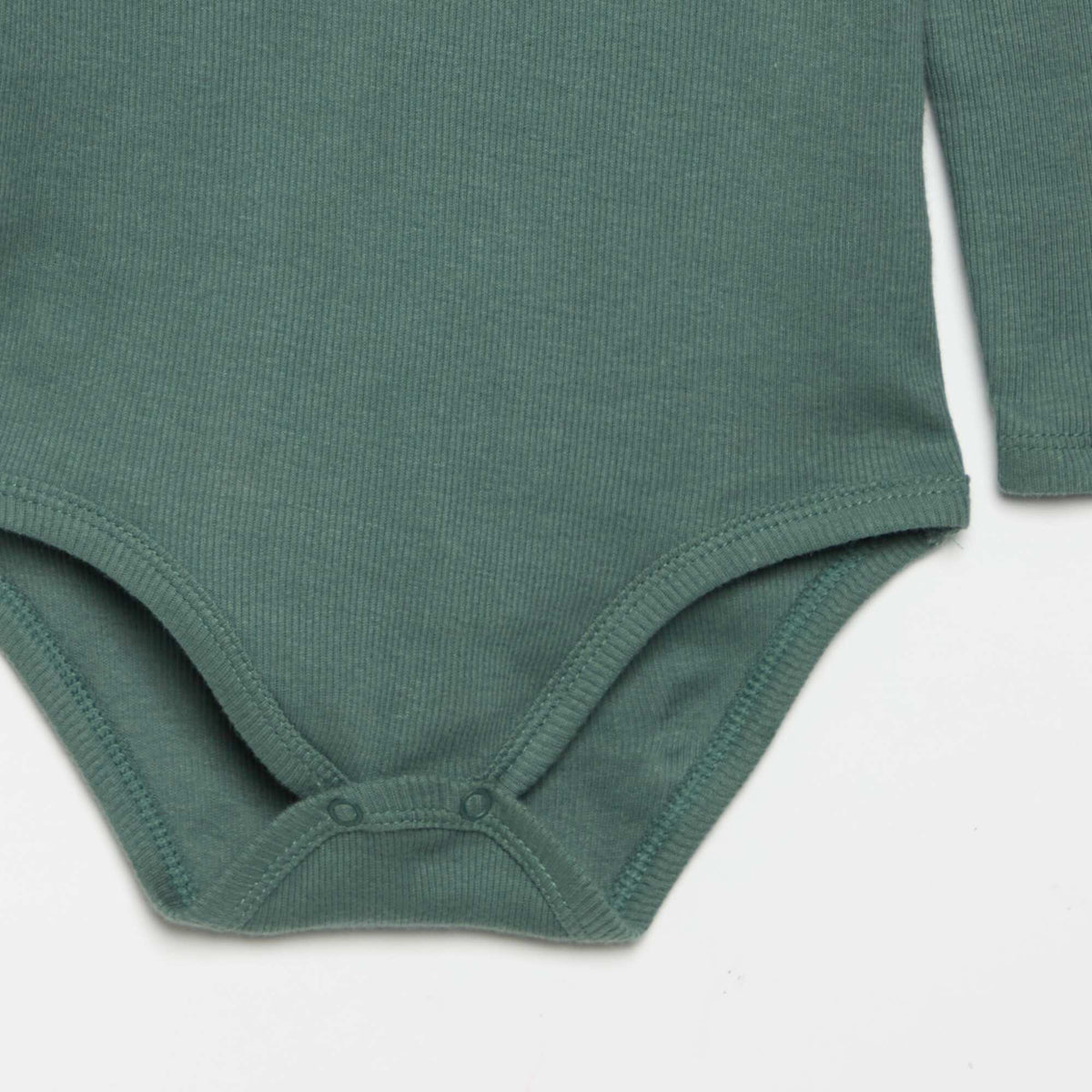 Long-sleeved bodysuit with buttoned collar GREEN