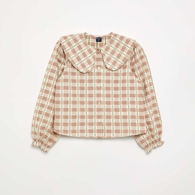 Patterned Plaid Blouse PINK