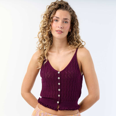Crochet knit tank top PURPLE