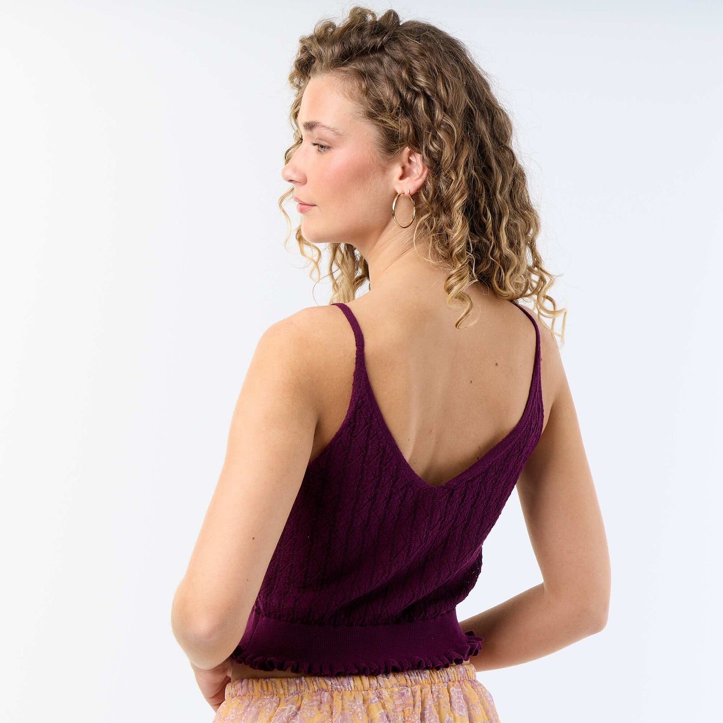 Crochet knit tank top PURPLE