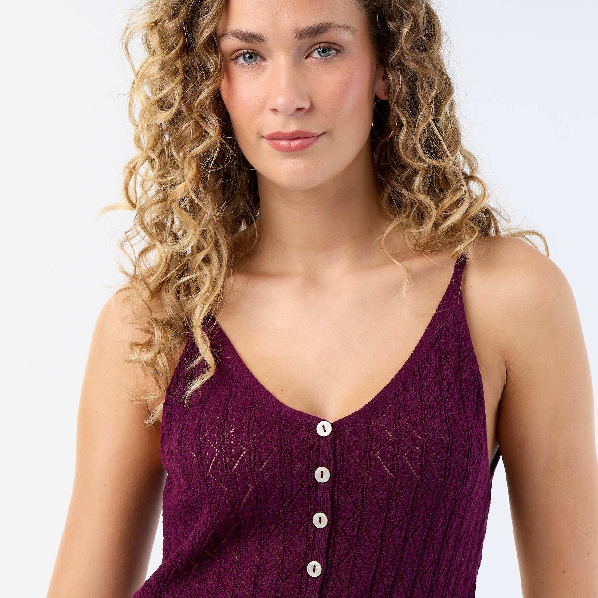 Crochet knit tank top PURPLE
