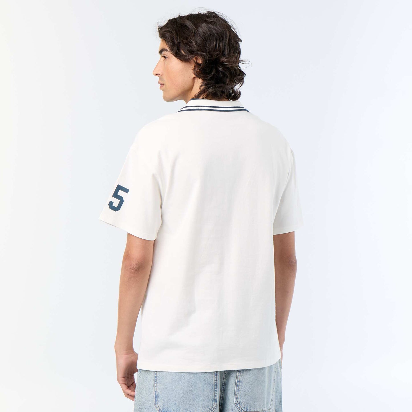 Polo shirt with embroidered lettering and short sleeves WHITE