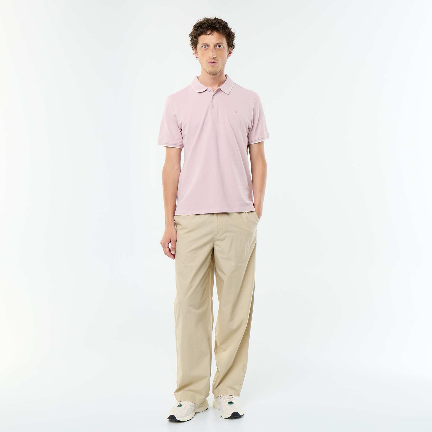 Plain Poplin Wide-Leg Trousers BEIGE