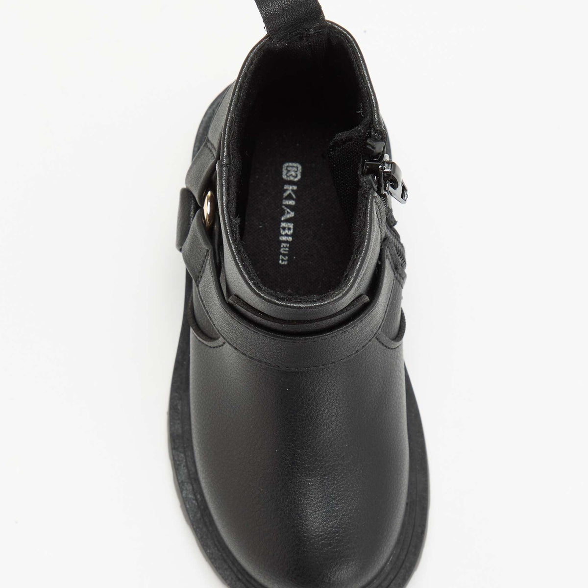 Faux leather biker strap boots BLACK