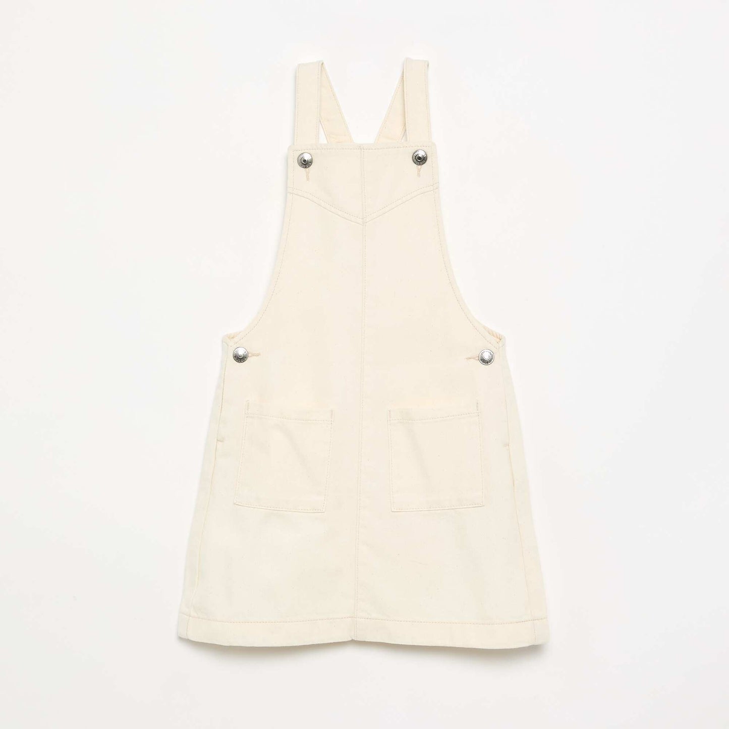 Solid Twill Pinafore Dress WHITE