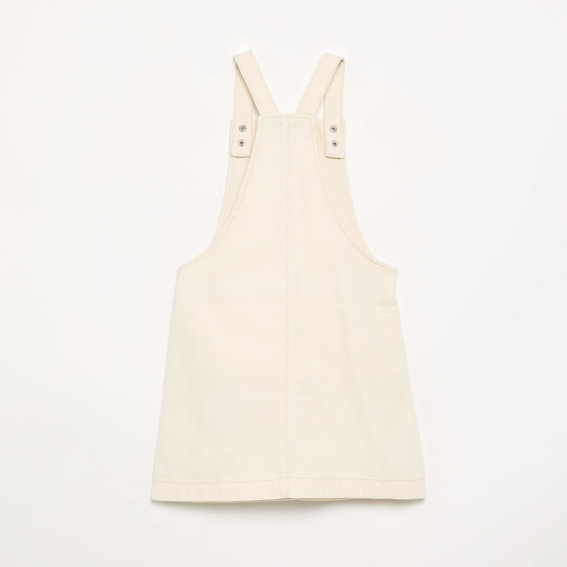 Solid Twill Pinafore Dress WHITE