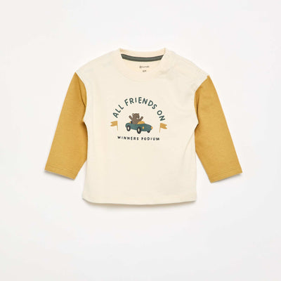 Printed long-sleeved T-shirt WHITE