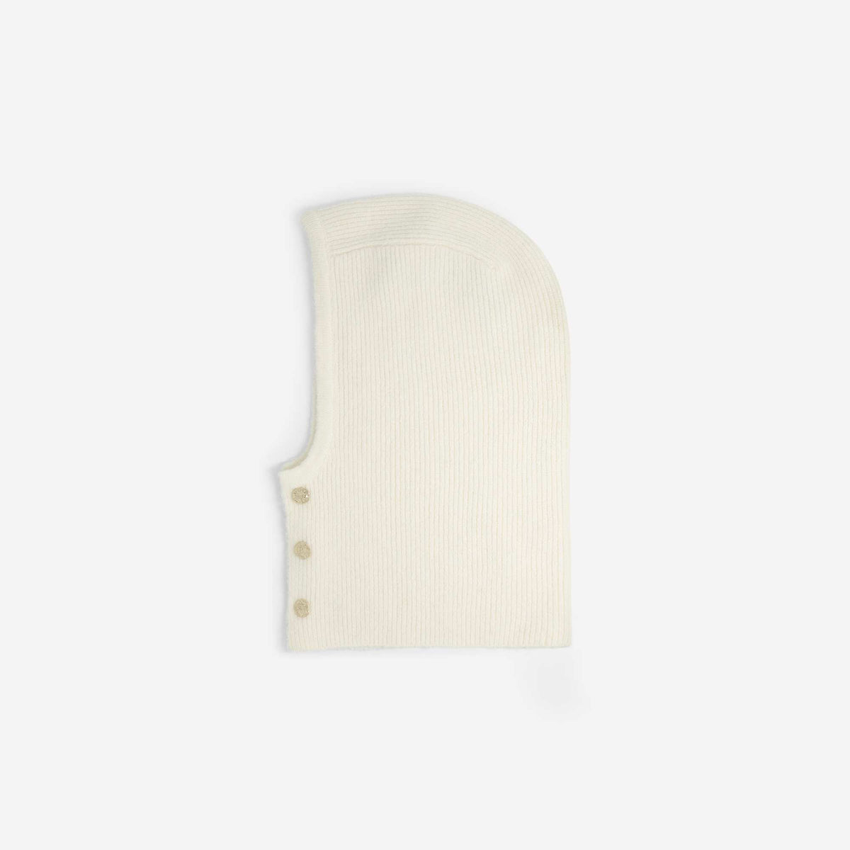 Knitted Balaclava with Decorative Gold Buttons BEIGE