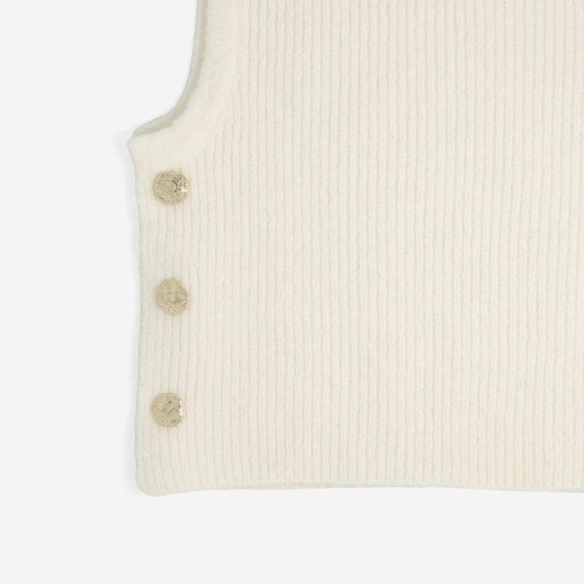 Knitted Balaclava with Decorative Gold Buttons BEIGE