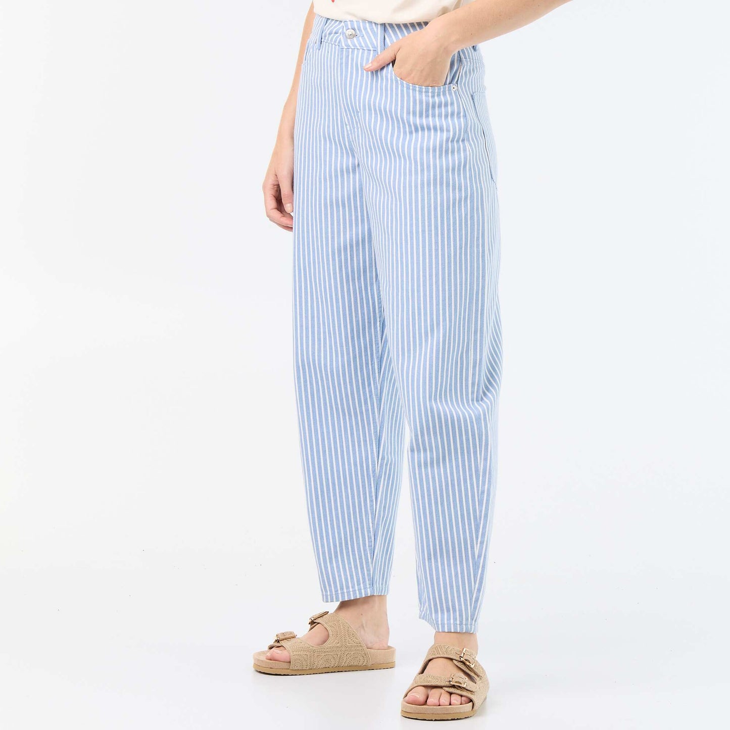 High-waisted balloon-leg trousers BLUE