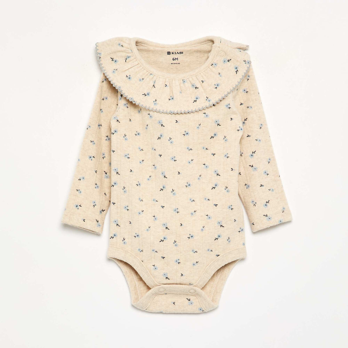 Patterned Bodysuits with Frilled Collar BEIGE