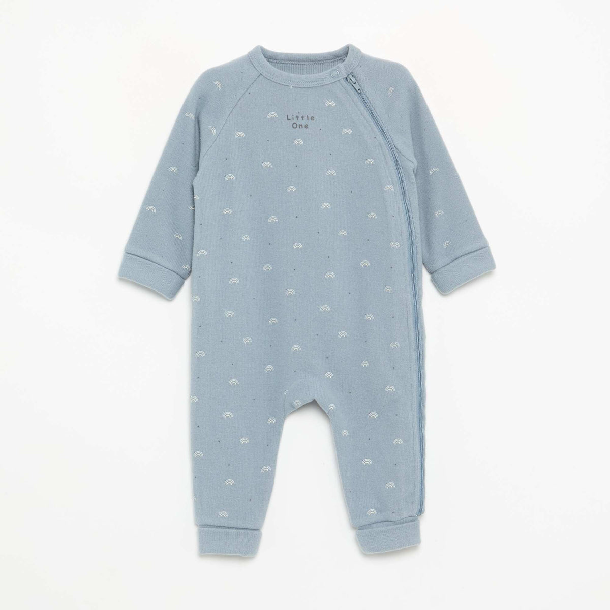 Velour Long-Sleeve Footless Sleepsuit BLUE
