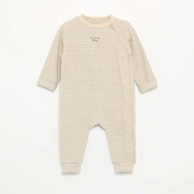 Velvet Long-Sleeve Footless Sleepsuit BEIGE