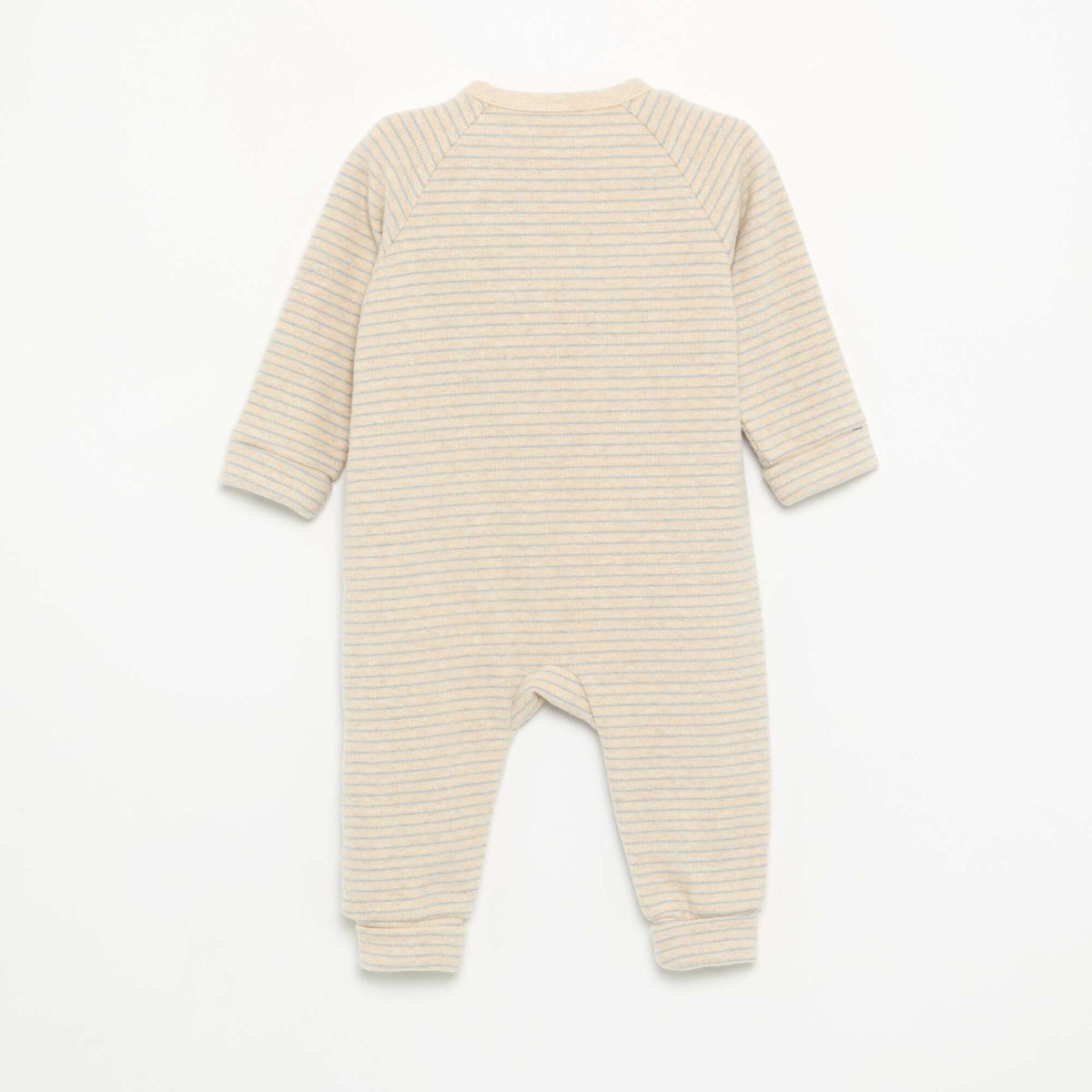 Velvet Long-Sleeve Footless Sleepsuit BEIGE